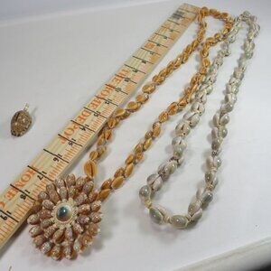 Sea Shell REAL (2) Cowrie Necklaces & other item also can be used as decor